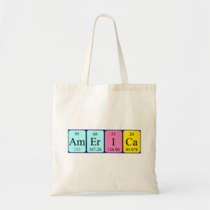 America periodic table name tote bag
