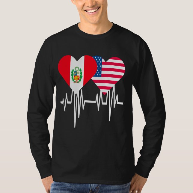 America Peru Couples Heart T-Shirt (Front)