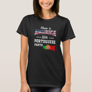America Portuguese Parts Portugal Map USA Flag Roo T-Shirt
