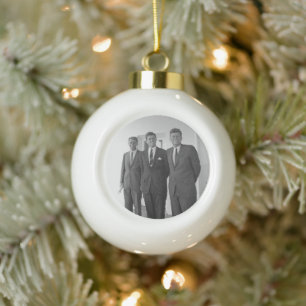 America President John Kennedy & Brothers, Camelot Ceramic Ball Christmas Ornament