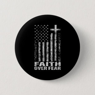 America Pride Us Flag Faith Over Fear Christian Bi 6 Cm Round Badge