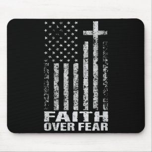 America Pride Us Flag Faith Over Fear Christian Bi Mouse Pad