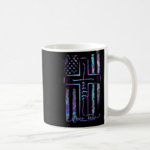 America Pride Us Flag Faith Over Fear Prayer Men W Coffee Mug