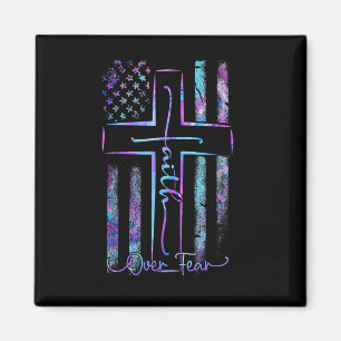 America Pride Us Flag Faith Over Fear Prayer Men W Magnet