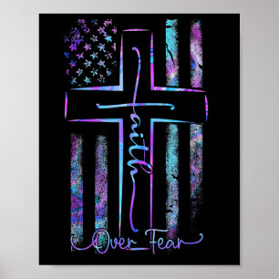 America Pride Us Flag Faith Over Fear Prayer Men W Poster