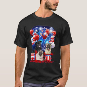 America Pug Dog Owner 4th Of July Usa Flag Men Wom T-Shirt