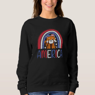 America Rainbow Red Panda For Kids Cute Usa Red Pa Sweatshirt