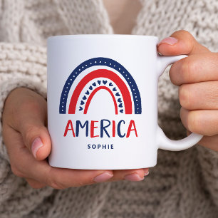 America   Red White and Blue Rainbow Coffee Mug