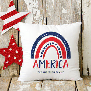 America Red White and Blue Rainbow Cushion