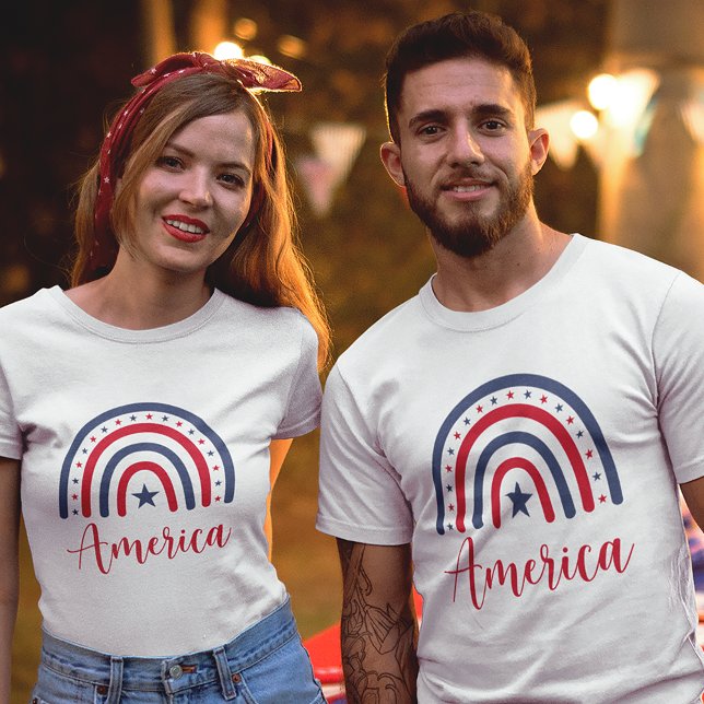 America Red White and Blue Rainbow Unisex T-Shirt (Creator Uploaded)