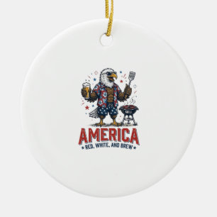 America Red White And Brew Eagle BBQ Shirt (7)_1 Ceramic Tree Decoration