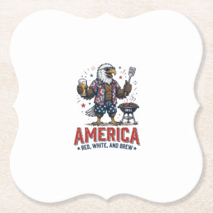 America Red White And Brew Eagle BBQ Shirt (7)_1 Paper Coaster