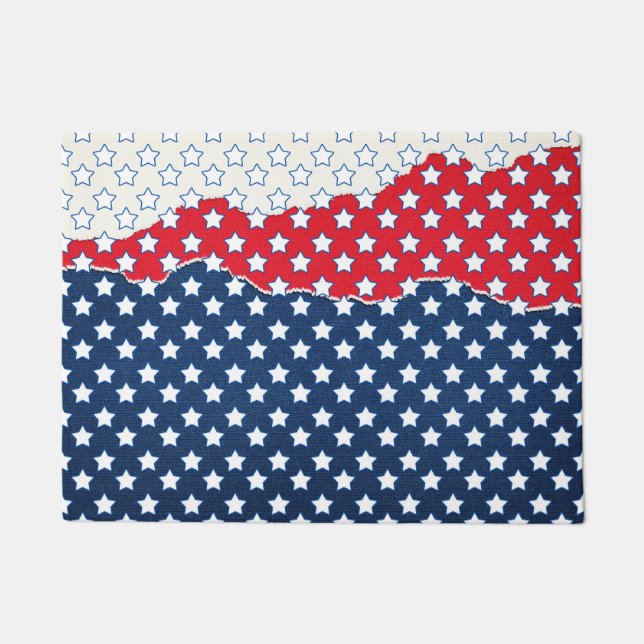 America Red White & Blue Stars Doormat (Front)