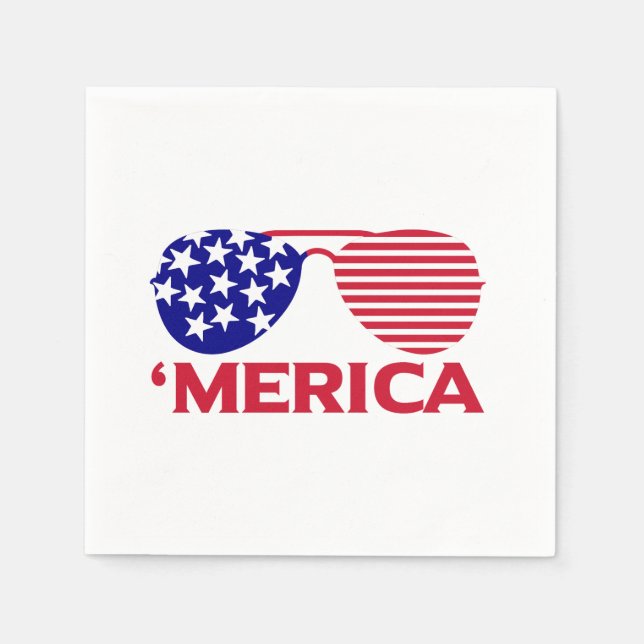 America Red White Blue Sunglasses  Napkin (Front)