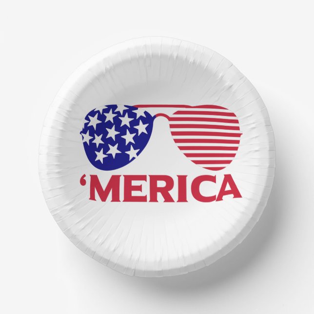 America Red White Blue Sunglasses  Paper Plate (Front)