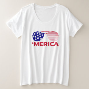 America Red White Blue Sunglasses  Plus Size T-Shirt