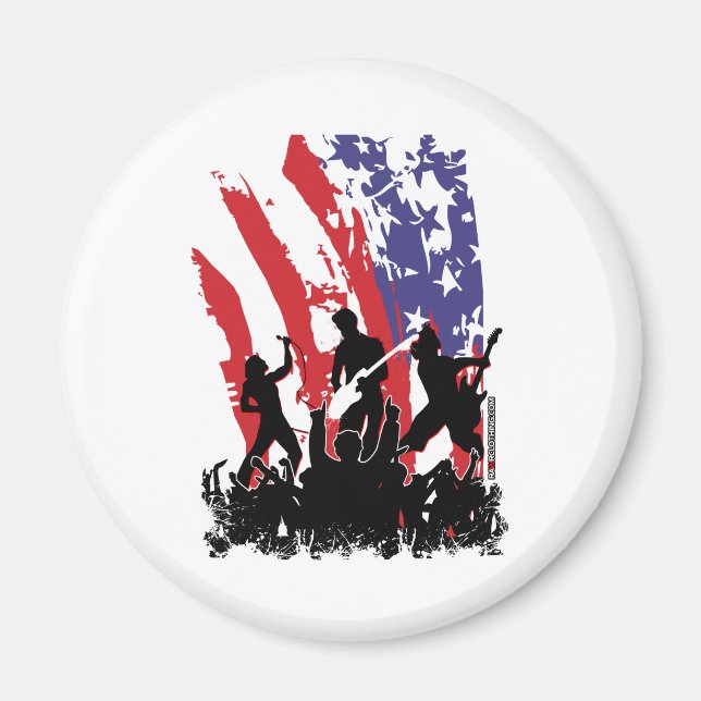 America Rocks - emo rock punk band usa flag Magnet (Front)