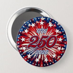 America’s 250th Birthday 1776-2026 RWB Fireworks 10 Cm Round Badge