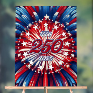 America’s 250th Birthday 1776-2026 RWB Fireworks Acrylic Sign