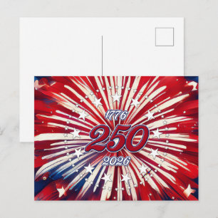 America’s 250th Birthday 1776-2026 RWB Fireworks Announcement Postcard