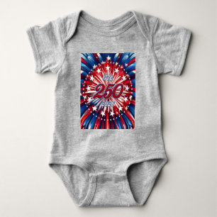 America’s 250th Birthday 1776-2026 RWB Fireworks Baby Bodysuit