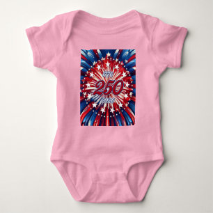 America’s 250th Birthday 1776-2026 RWB Fireworks Baby Bodysuit