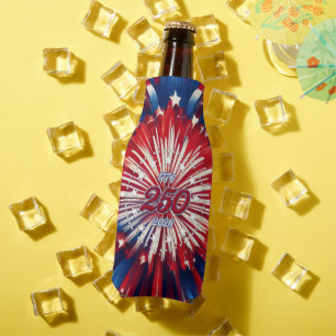 America’s 250th Birthday 1776-2026 RWB Fireworks Bottle Cooler