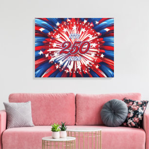 America’s 250th Birthday 1776-2026 RWB Fireworks Canvas Print