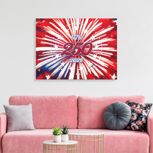 America’s 250th Birthday 1776-2026 RWB Fireworks Canvas Print
