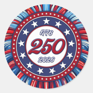 America’s 250th Birthday 1776-2026 RWB Fireworks Classic Round Sticker