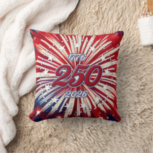 America’s 250th Birthday 1776-2026 RWB Fireworks Cushion