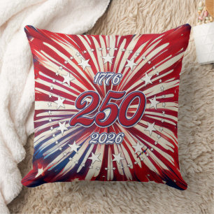 America’s 250th Birthday 1776-2026 RWB Fireworks Cushion