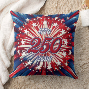 America’s 250th Birthday 1776-2026 RWB Fireworks Cushion