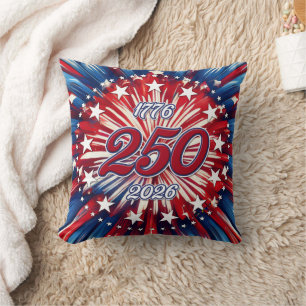 America’s 250th Birthday 1776-2026 RWB Fireworks Cushion