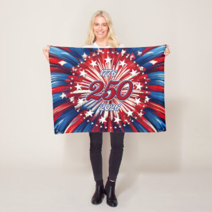 America’s 250th Birthday 1776-2026 RWB Fireworks Fleece Blanket