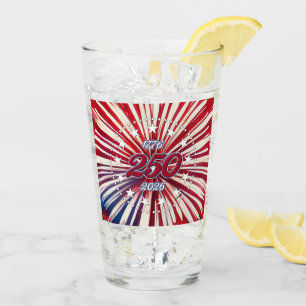 America’s 250th Birthday 1776-2026 RWB Fireworks Glass
