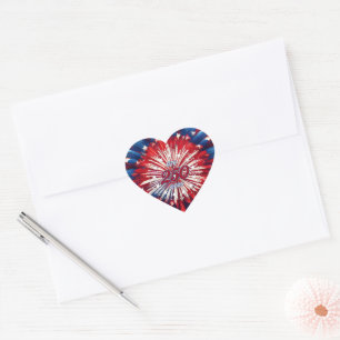 America’s 250th Birthday 1776-2026 RWB Fireworks Heart Sticker
