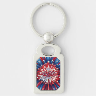 America’s 250th Birthday 1776-2026 RWB Fireworks Key Ring