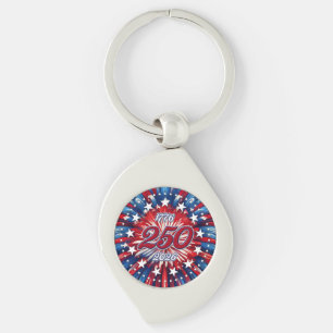 America’s 250th Birthday 1776-2026 RWB Fireworks Key Ring