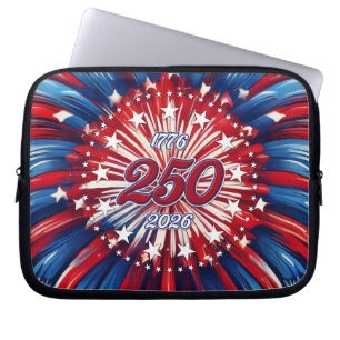 America’s 250th Birthday 1776-2026 RWB Fireworks Laptop Sleeve