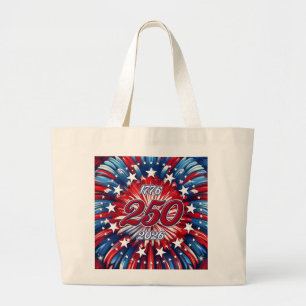 America’s 250th Birthday 1776-2026 RWB Fireworks Large Tote Bag