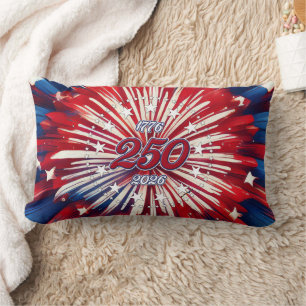 America’s 250th Birthday 1776-2026 RWB Fireworks Lumbar Cushion