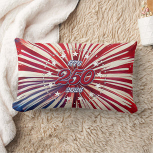 America’s 250th Birthday 1776-2026 RWB Fireworks Lumbar Cushion