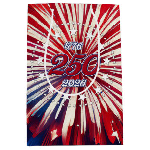 America’s 250th Birthday 1776-2026 RWB Fireworks Medium Gift Bag