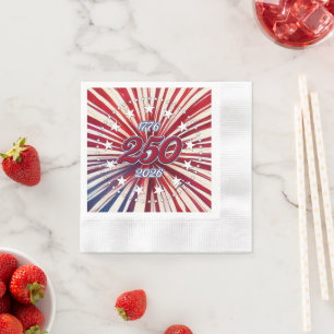 America’s 250th Birthday 1776-2026 RWB Fireworks Napkin