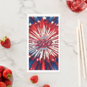 America’s 250th Birthday 1776-2026 RWB Fireworks Napkin