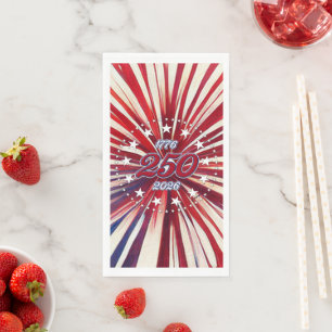 America’s 250th Birthday 1776-2026 RWB Fireworks Napkin