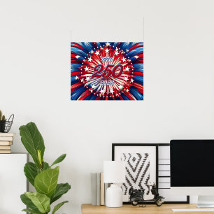 America’s 250th Birthday 1776-2026 RWB Fireworks P Poster