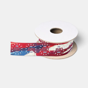America’s 250th Birthday 1776-2026 RWB Fireworks Satin Ribbon