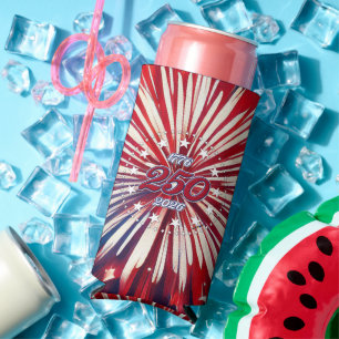America’s 250th Birthday 1776-2026 RWB Fireworks Seltzer Can Cooler
